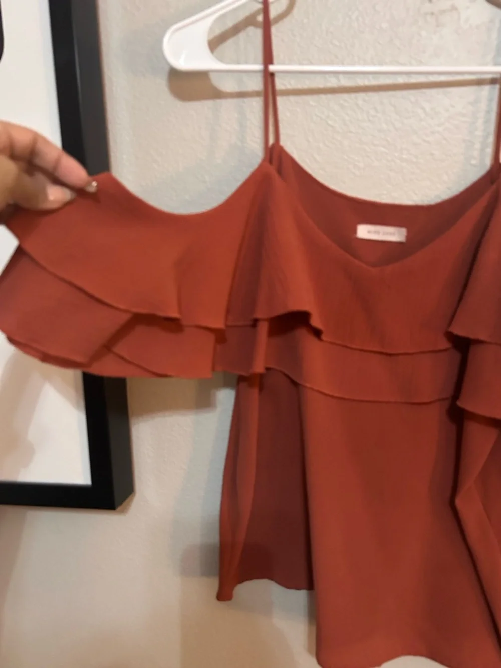 Mind Code Rust Ruffle Cold-Shoulder Cami - Picture 2 of 4